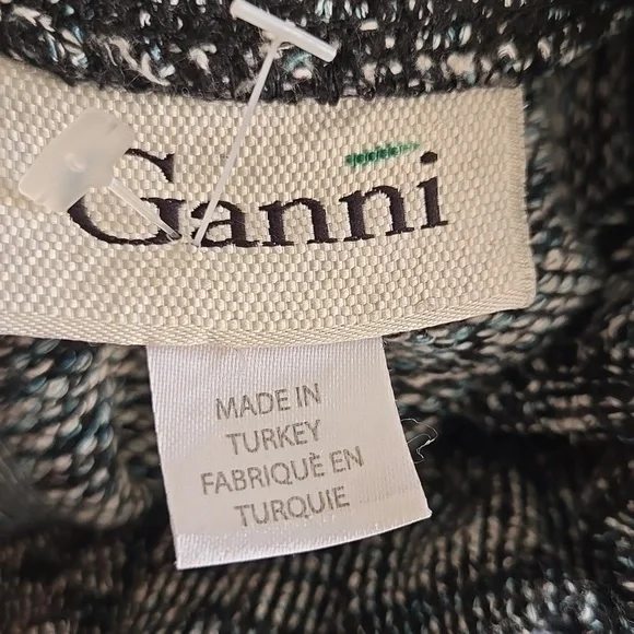 Ganni Anthropologie Pinnacle Tweed Knit Ruffle Mock Neck Fit and Flare Dress LP - Picture 8 of 11